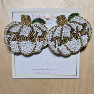 Beaded thankful pumpkin earrings